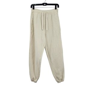 Fordays Women's Waffle Knit Jogger Pants Oatmeal Sz Small